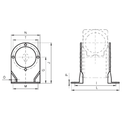 Fußbefestigungssatz für Schneckengetriebemotor HMD/I Getriebegröße 063 Breite 133mm Gesamthöhe 170mm, Technische Zeichnung