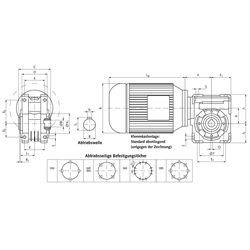 Schneckengetriebemotor HMD/II Grundausführung Getriebegröße 063 n2=143 /min 1,5kW 230/400V 50Hz IE3 Abtrieb Hohlwelle (Betriebsanleitung im Internet unter www.maedler.de im Bereich Downloads), Technische Zeichnung