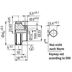 Präzisions-Schneckenrad Achsabstand 22,62mm i=10,5 21 Zähne , Technische Zeichnung