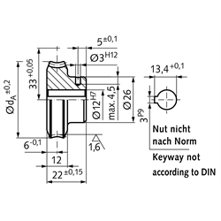 Präzisions-Schneckenrad Achsabstand 33mm i=12 24 Zähne , Technische Zeichnung