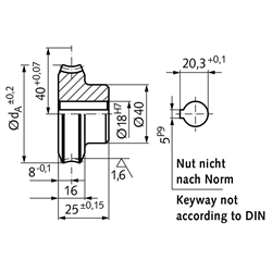 Präzisions-Schneckenrad Achsabstand 40mm i=75 75 Zähne , Technische Zeichnung