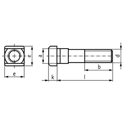 Schrauben DIN 787 für T-Nuten 8mm M8 x 50mm Festigkeit 10.9, Technische Zeichnung