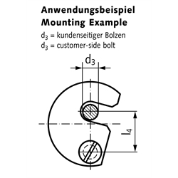 Schwenkscheibe DIN 6371 Außendurchmesser 48mm mit Flachschraube DIN 923 M6 x 10mm, Technische Zeichnung