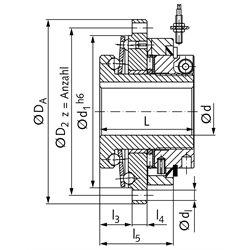 Sicherheitskupplung SI Größe 50 Drehmoment 60 - 180 Nm , Technische Zeichnung