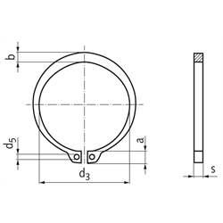 Sicherungsring DIN 471 28mm Federstahl, Technische Zeichnung