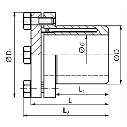 Spannbuchse MSD-N Edelstahl Bohrung 30mm max. Drehmoment 350Nm , Technische Zeichnung