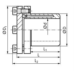 Spannbuchse MSD Stahl Bohrung 32mm max. Drehmoment 420Nm , Technische Zeichnung