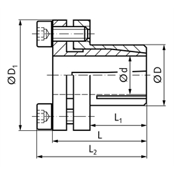 Spannbuchse MSM-N Edelstahl Bohrung 12mm max. Drehmoment 27Nm , Technische Zeichnung