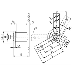 Kettengleitersatz 06 B-1 3/8x7/32" Gewinde M8 , Technische Zeichnung