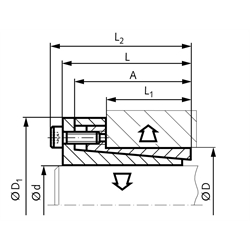 Spannsatz COM-B Edelstahl 1.4401 Bohrung 30mm Größe 30-41, Technische Zeichnung