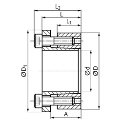 Spannsatz COM-CB2 Bohrung 100mm Größe 100x145x44mm, Technische Zeichnung