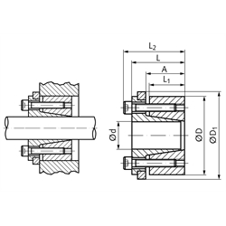 Spannsatz COM-C Bohrung 80mm Größe 80-120 , Technische Zeichnung