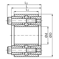 Spannsatz COM-LLH Bohrung 75mm Größe 75x115x78mm, Technische Zeichnung