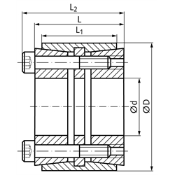 Spannsatz COM-LL Bohrung 50mm Größe 50x80x64mm, Technische Zeichnung