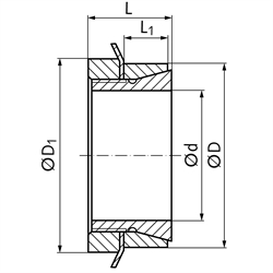 Spannsatz SSGK Bohrung 42mm Größe 42x57x25,5mm, Technische Zeichnung