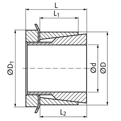 Spannsatz SSG Bohrung 45mm Größe 45x55x46mm, Technische Zeichnung