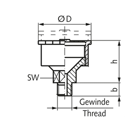 Staufferbüchse DIN 3411 Größe 6 Material Stahl , Technische Zeichnung