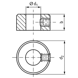 Stellring DIN703 Bohrung 30mm brüniert Gewindestift 12.9 mit Innensechskant, Technische Zeichnung