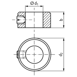 Stellringe DIN 705 A mit Schlitzschraube, Stahl brüniert, Technische Zeichnung