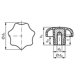 Sterngriff GV ähnlich DIN 6336 Thermoplast ø63 M12
, Technische Zeichnung