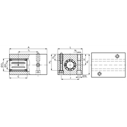 Tandem-Linearlagereinheit KGT-3 ISO-Reihe 3 Premium mit Linear-Kugellagern mit Winkelausgleich mit Doppellippendichtung für Wellen-Ø 25mm, Technische Zeichnung