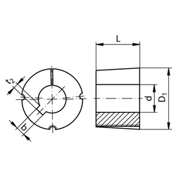 Taper-Spannbuchse 2517 Bohrung 35mm , Technische Zeichnung