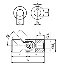 Präzisions-Wellengelenk WEN mit Nadellager DIN808 einfach Bohrung 30H7 Material Stahl Gesamtlänge 166mm Außendurchmesser 63mm , Technische Zeichnung