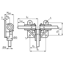 Offenes Winkelgetriebe OW3 mit Kegelrädern aus Polyacetal Wellen aus Edelstahl Ø 12mm Modul 2,5 16 Zähne Übersetzung 1:1 Ausführung 20, Technische Zeichnung