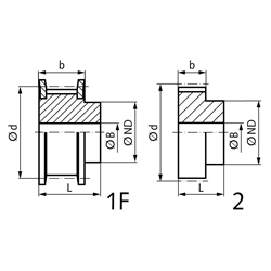 Zahnriemenrad aus Aluminium Profil AT5 18 Zähne für Riemenbreite 25mm 36 AT5/18-2 , Technische Zeichnung