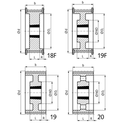 Zahnriemenräder HTD 14M-Taper für Riemenbreite 55 mm, Technische Zeichnung