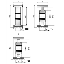 HTD-Zahnriemenrad aus Stahl Profil 14M 32 Zähne für Riemenbreite 40mm für Taper-Spannbuchse 2012 , Technische Zeichnung