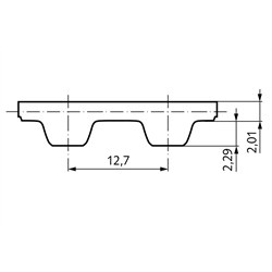 Zahnriemen H 075, Technische Zeichnung