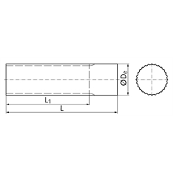 Zahnwelle Profil AT10 27 Zähne Länge 160mm Material Aluminium , Technische Zeichnung