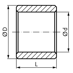 Zylinderbuchse geschlitzte Ausführung 35 x 39 x 40 mm , Technische Zeichnung