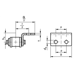 Rostfreies Federverschlussglied mit einseitiger Winkellasche 12 B-1-K2 Edelstahl 1.4301, Technische Zeichnung